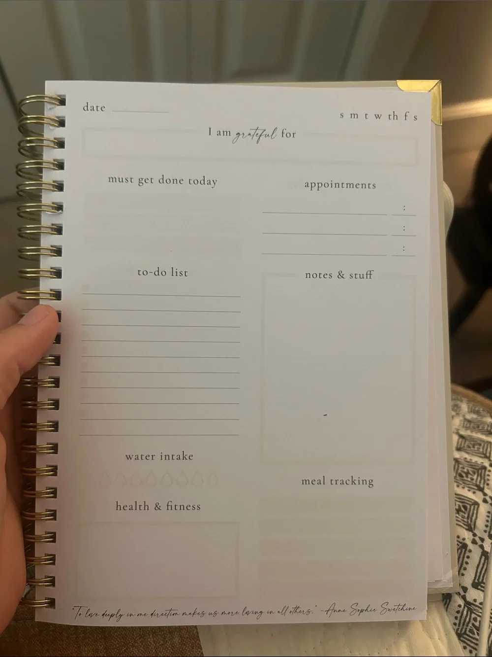 Zicoto Spiral Planner in Light Gray with Gold Accents